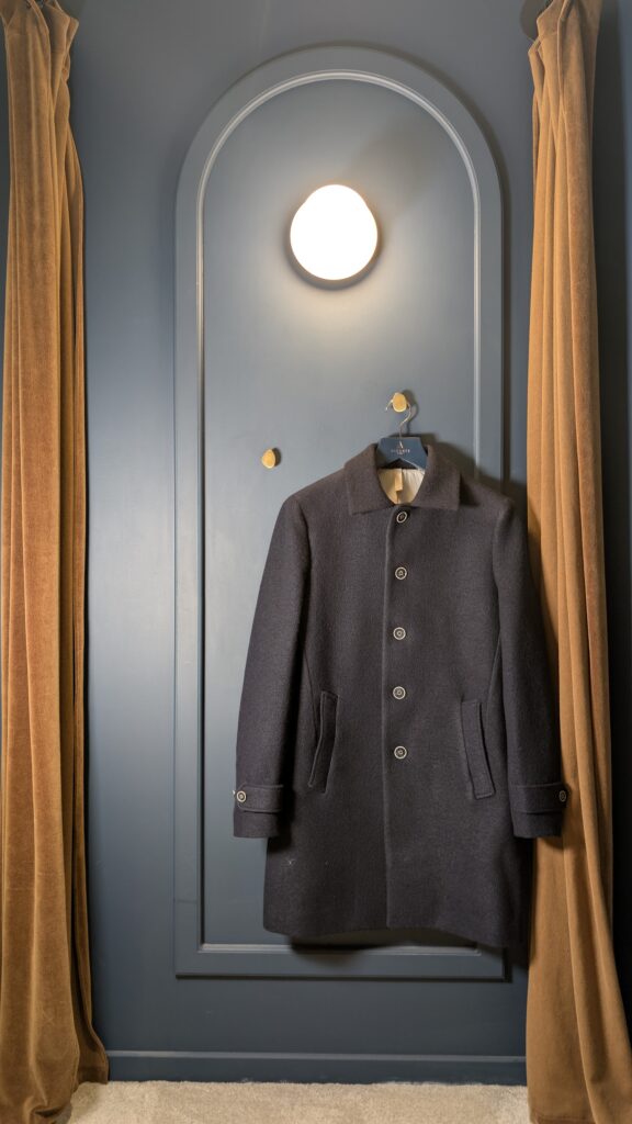 Auguste Tailleur, Car coat en laine bouillie bleu marine